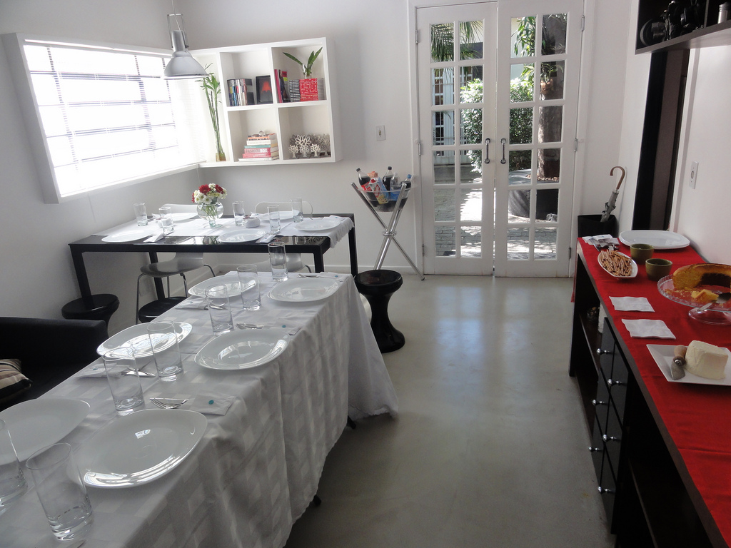 simple table arrangement in a white room